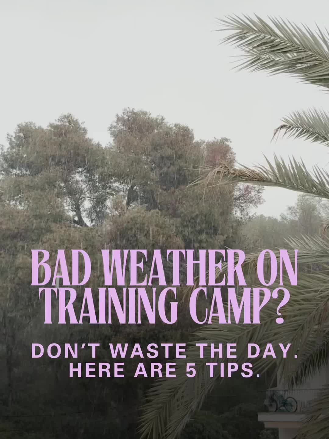 Bad weather is part of every training camp. The riders who still improve are the ones who adapt: shorter sessions, recovery, mobility, and better preparation. Smart training always beats stubborn miles.
